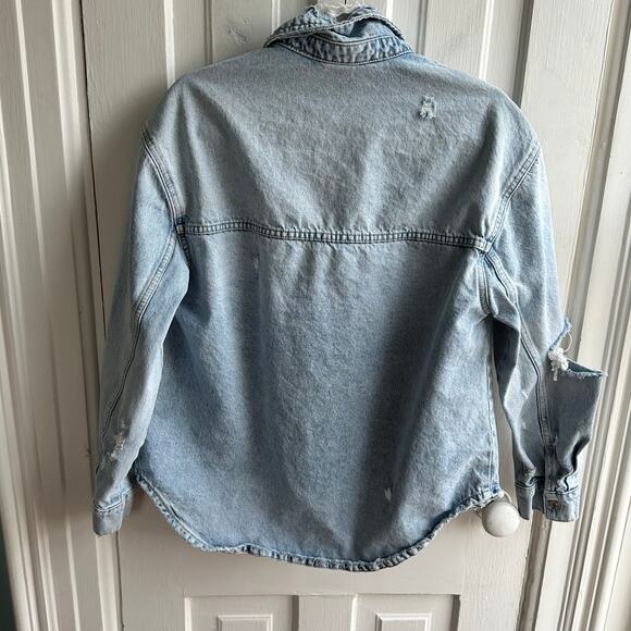 Zara Distressed Denim Jeans Jacket - Picture 9 of 10